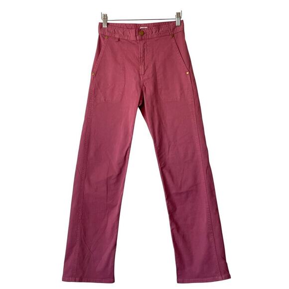 The Only Jane Women Chino Straight Leg Pant Trouser in Pink Maroon Size 2 - Picture 1 of 6
